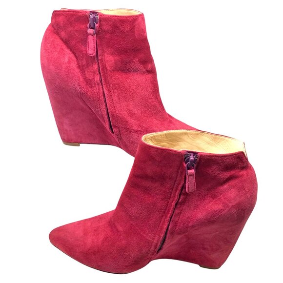 Cole Haan Pink Fuchsia Suede‎ Air Technology Hidden Wedge Booties - Picture 7 of 10
